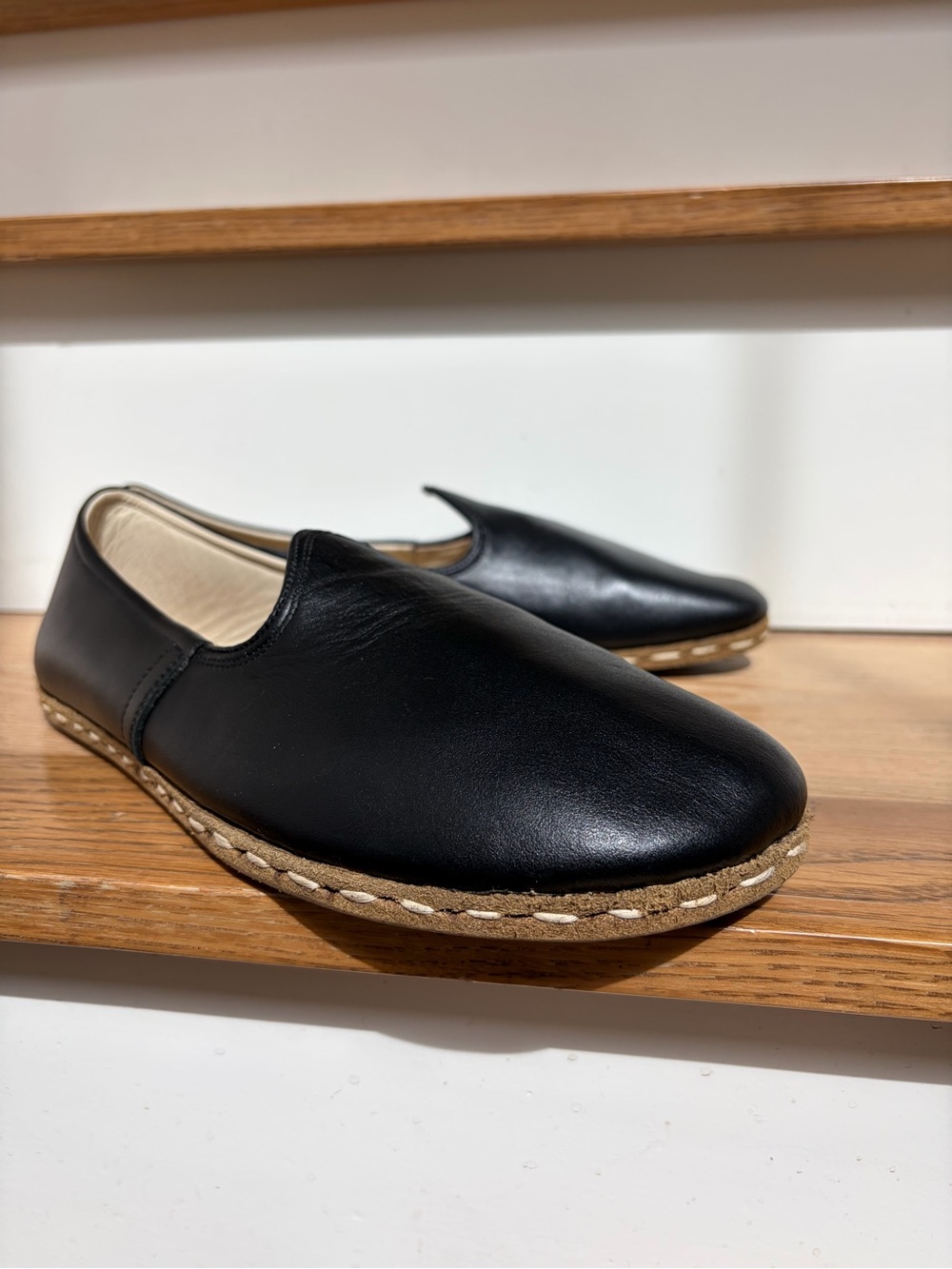 Atlantis Handmade Leather Minimalist Barefoot Slip On Shoes Black W11